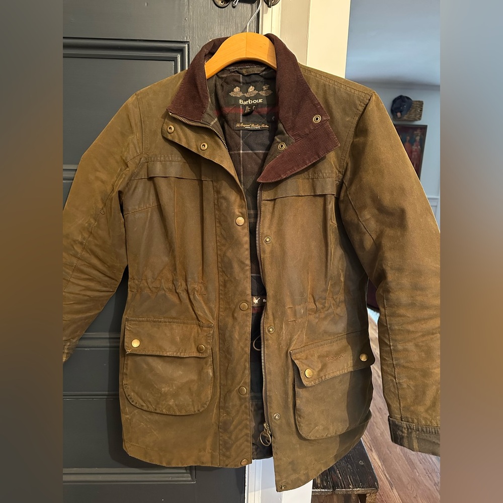 Barbour Brown Waxed Dartford Field Jacket - Size 6 US